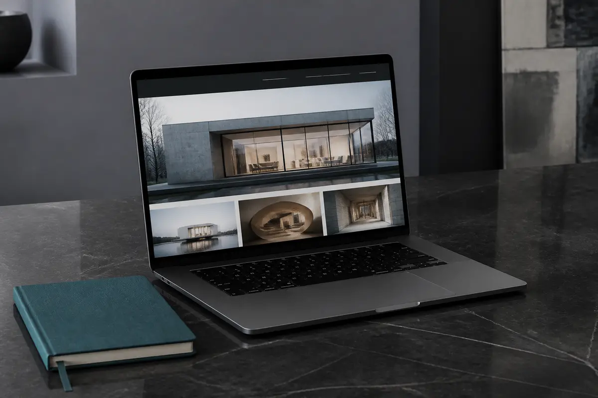 Architecture studio website on a laptop